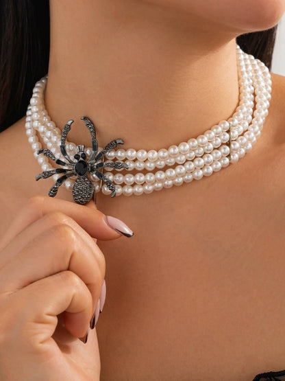 Vintage Halloween Spider Beaded Necklace