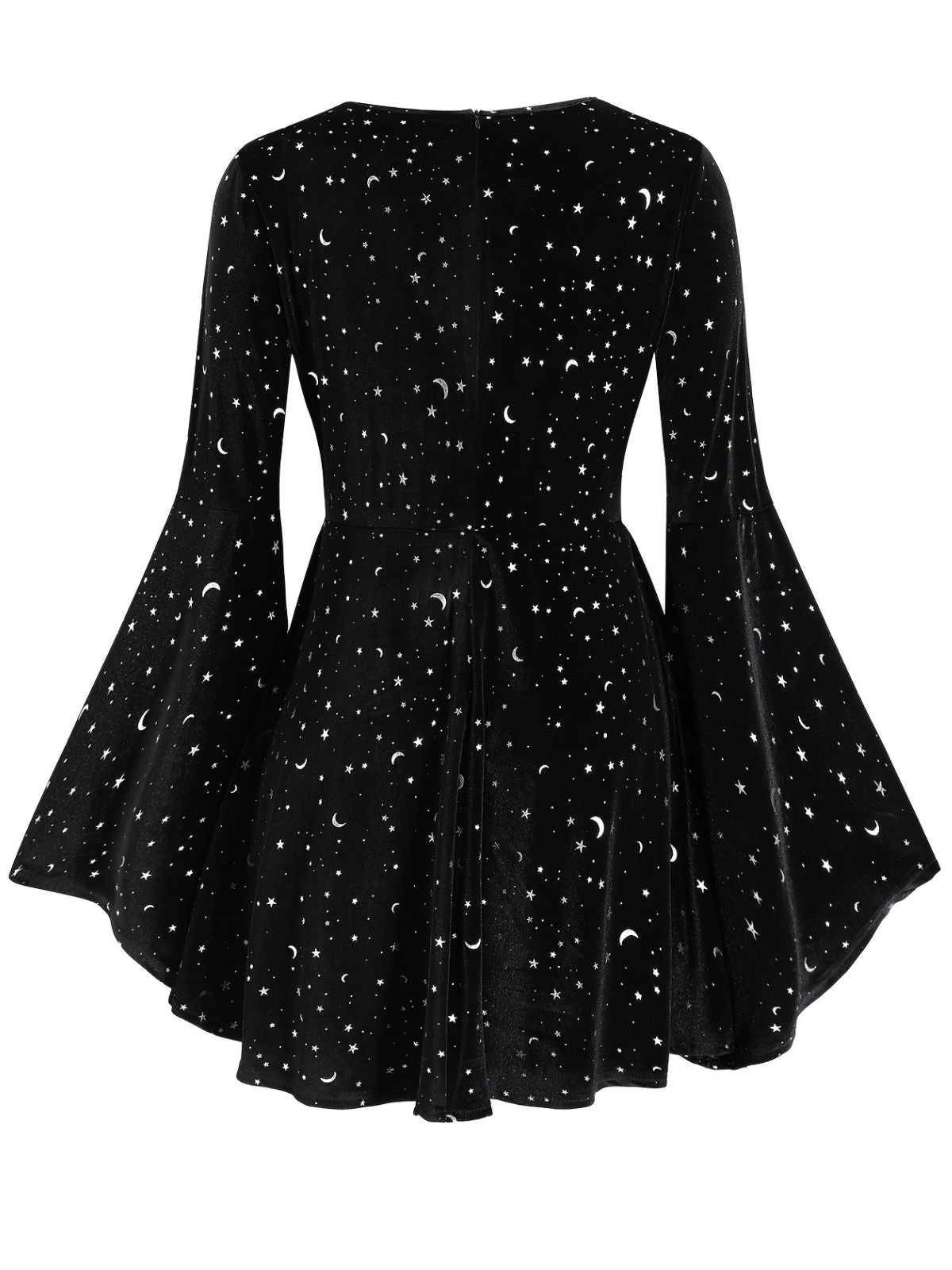 [Plus Size] Black 1960s Star V-Neck Velvet Dress