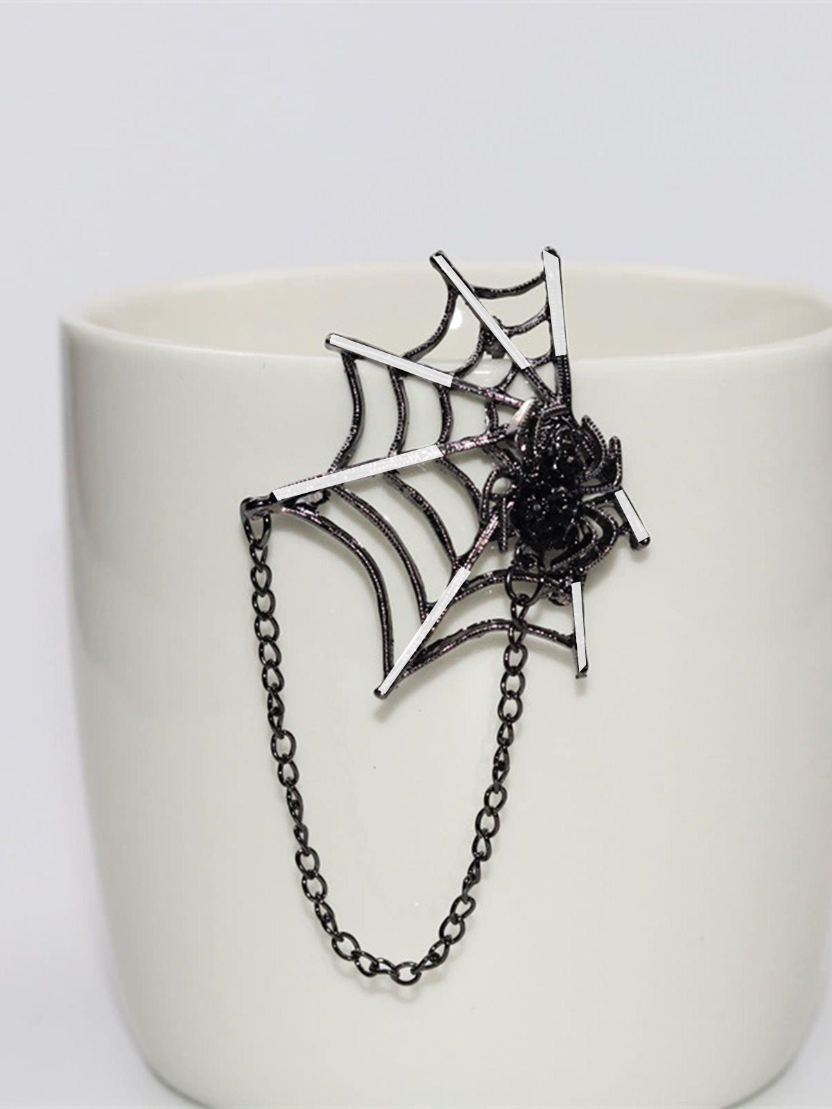 Halloween Diamond Spider Web Gothic Brooch