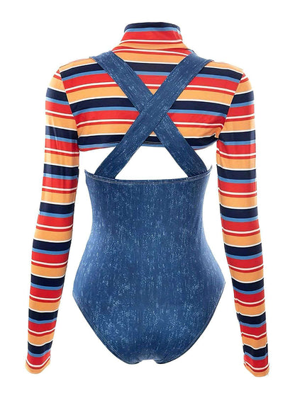 1970s Halloween Striped Costume Bodysuit