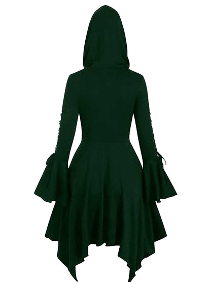 Purple 1980s Gothic Hooded Punk Long Jacket