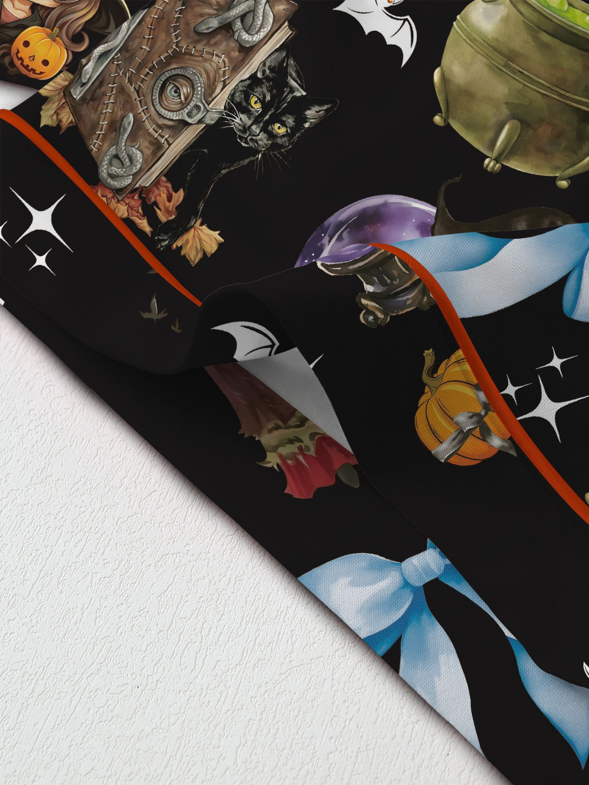 1970s Halloween Witch Print Satin Pajama Set