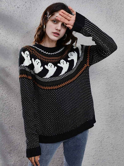 1980s Halloween Boo Polka Dot Knitted Sweater