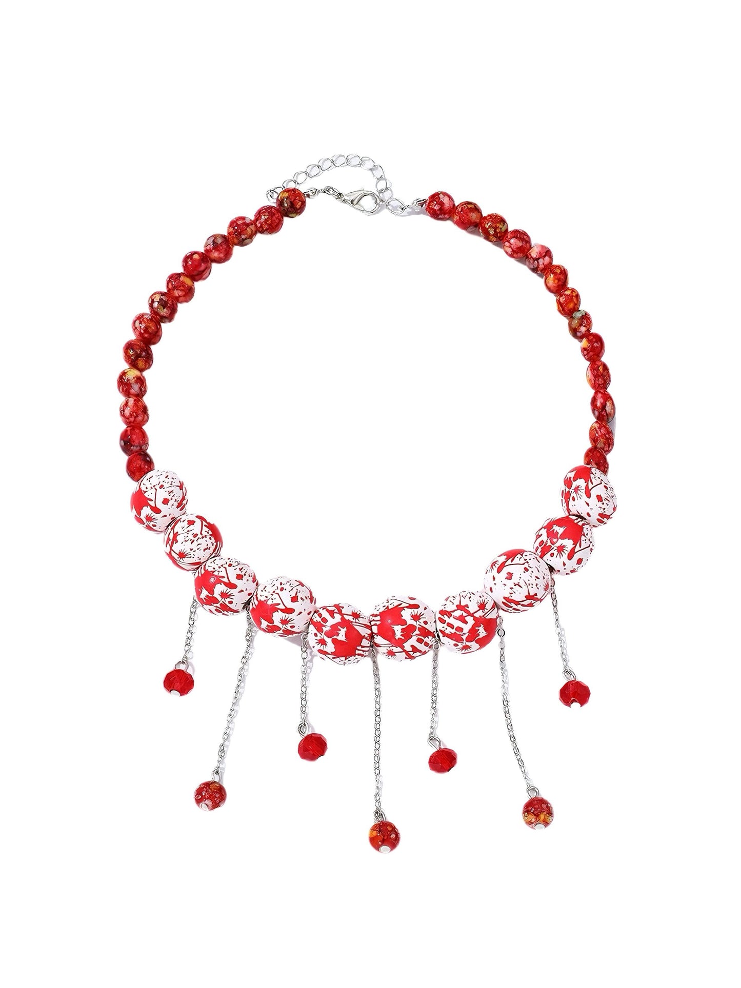 Halloween Blood Drop Beaded Tassel Necklace