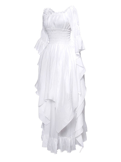 1980s Gothic Bell Sleeve Irregular Hem Dress