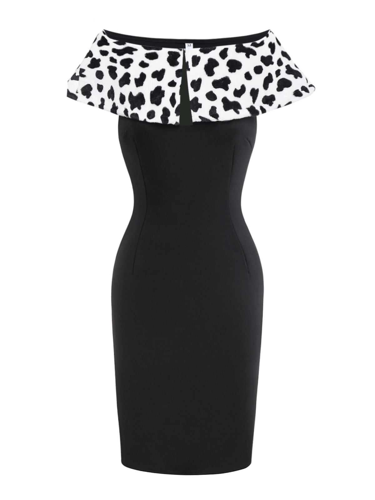2PCS White & Black 1960s Cruella Dalmatian Dress & Cape