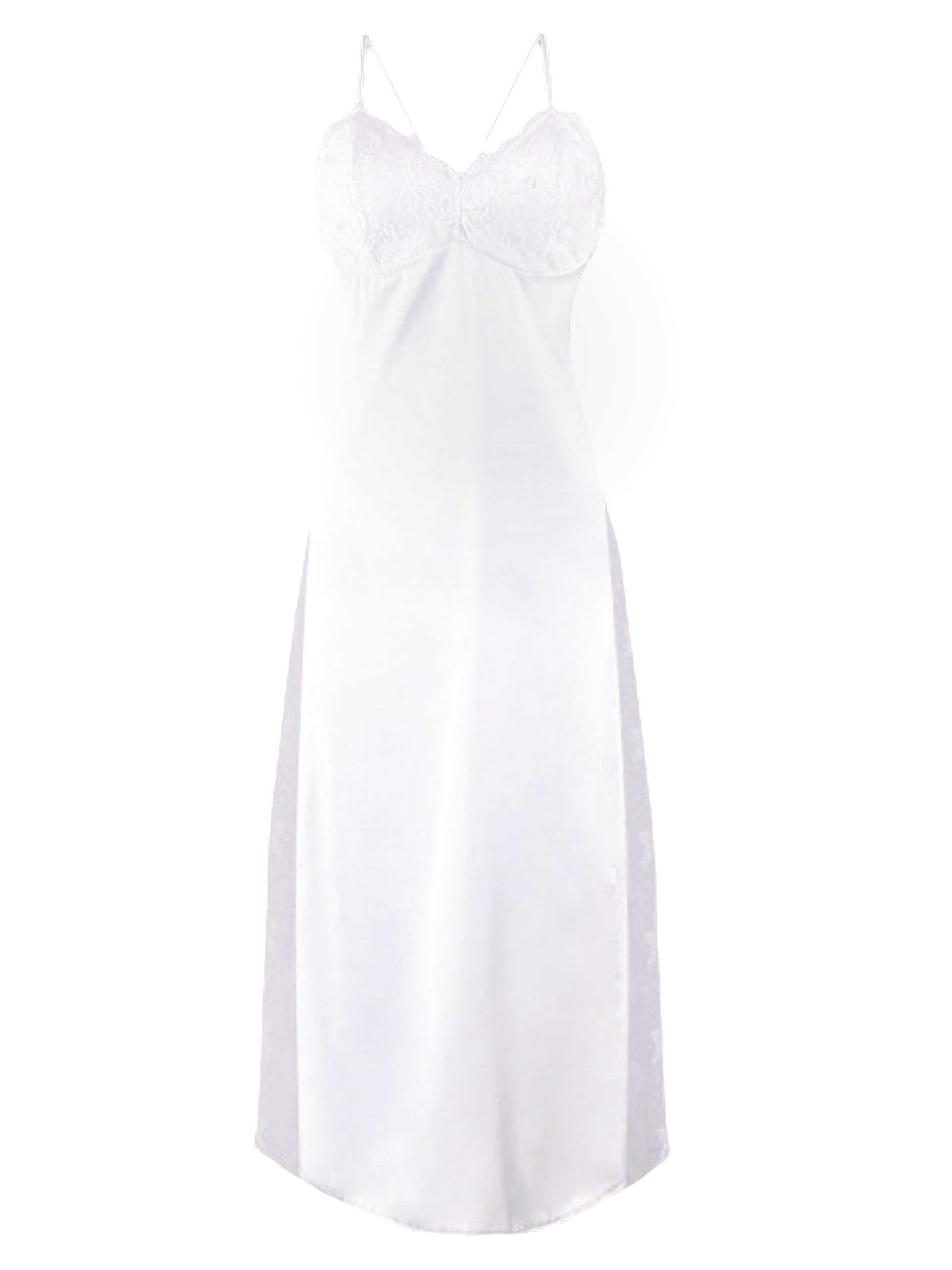 White 1930s Sheer Mesh Lace Nightdress Set