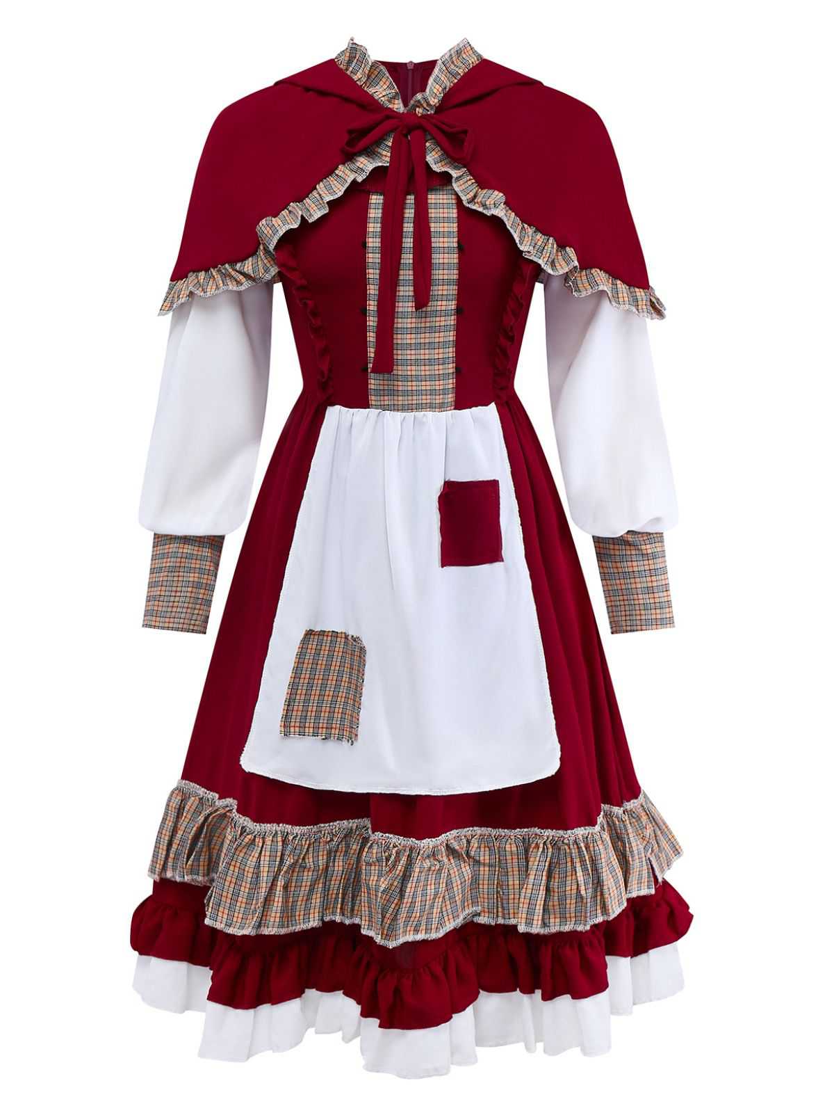1950s Red Riding Halloween Costume Dress With Cape