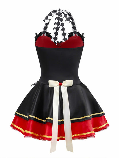 1970s Halter Halloween Queen Of Hearts Sequined Costume