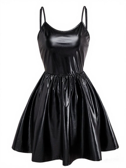 1980s Metallic Spaghetti Strap Party Dress