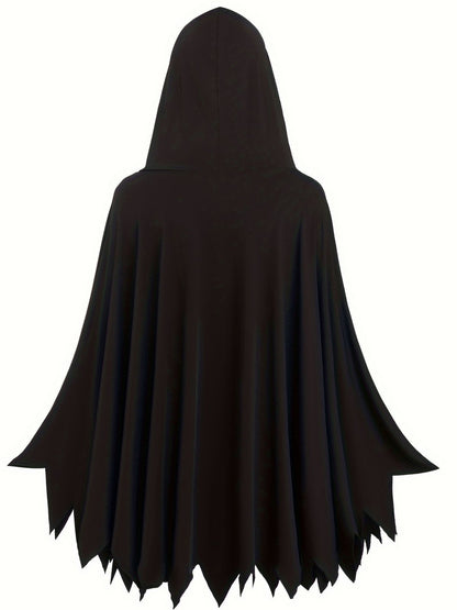 1970s Halloween Skeleton Bone Print Hooded Cape