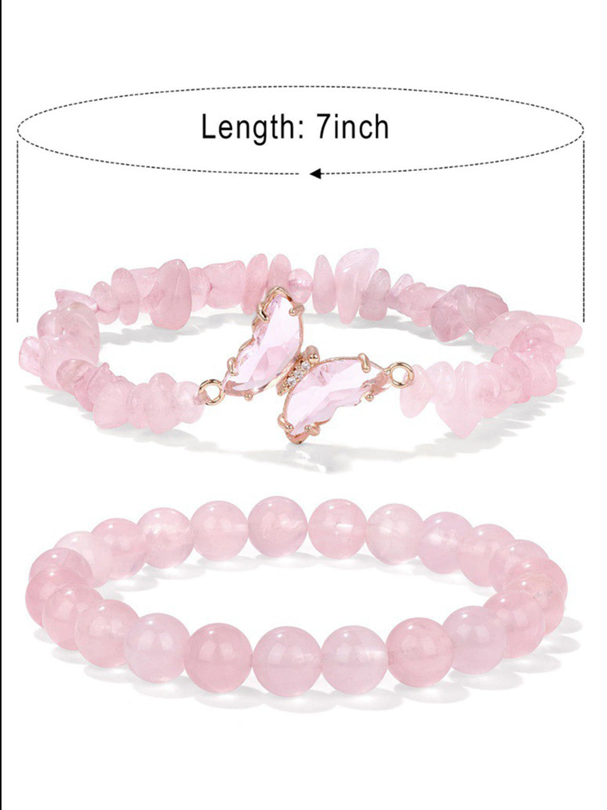 Crystal Beaded Butterfly Charm Bracelet Set