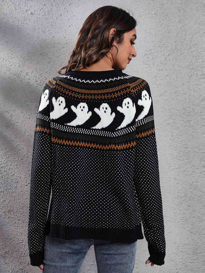 1980s Halloween Boo Polka Dot Knitted Sweater
