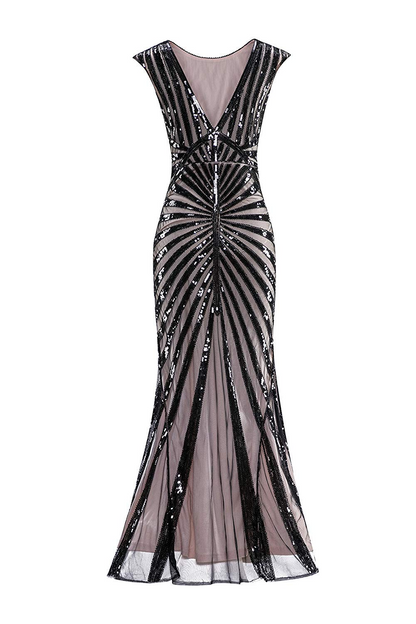 1920s Sequin Art Deco Maxi Dress