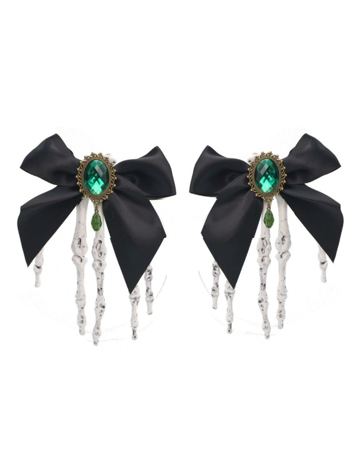 Black Gothic Bow Skeleton Hand Hair Clip