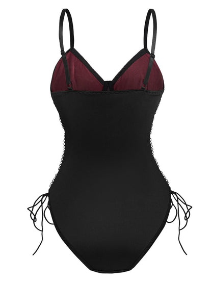 1970s Lace Spiderweb Punk Underwire Shapewear Bodysuit