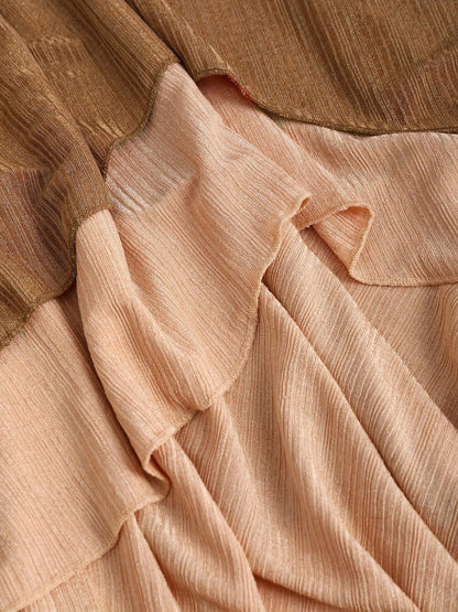 [Plus Size] 1970s Boho Tie Tassel Hem Ruffle Ribbed Dress