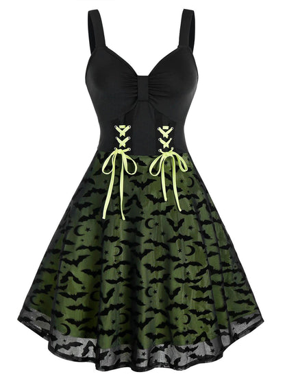 Yellow 1950s Strap Bat Swing Dress