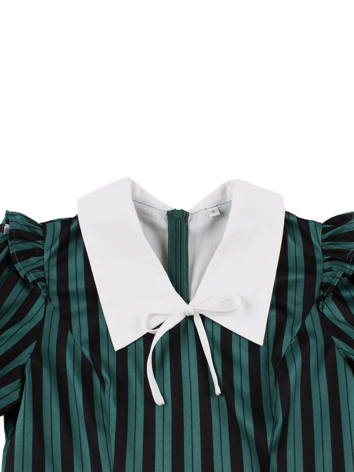 Green 1950s Striped Peter Pan Collar Swing Dress