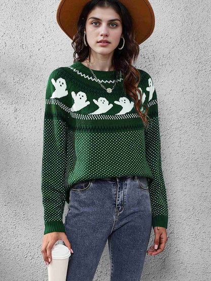 1980s Halloween Boo Polka Dot Knitted Sweater