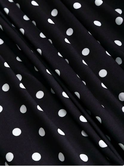 1940s Polka Dot Lace Trim Strap Jumpsuit