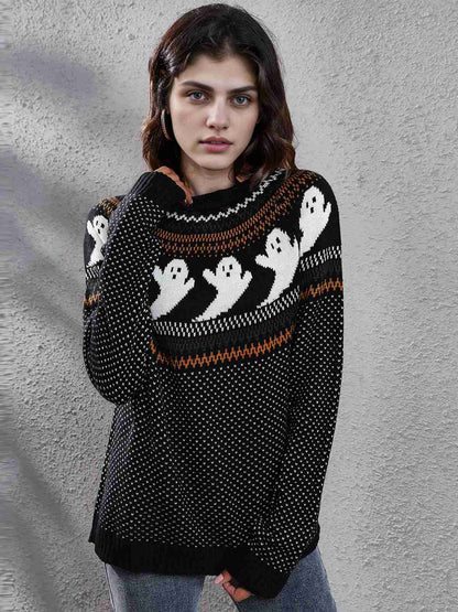 1980s Halloween Boo Polka Dot Knitted Sweater