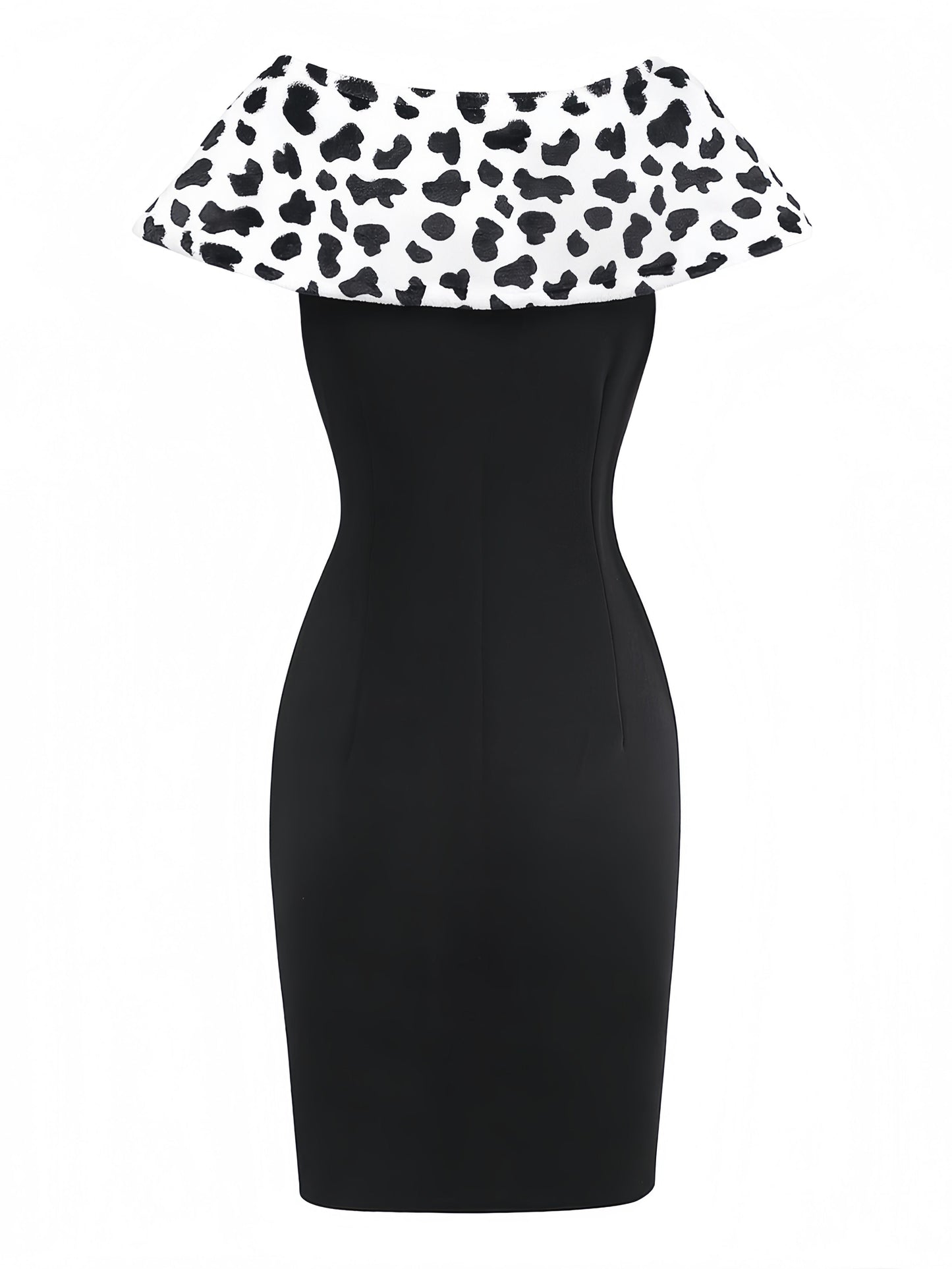 2PCS White & Black 1960s Cruella Dalmatian Dress & Cape