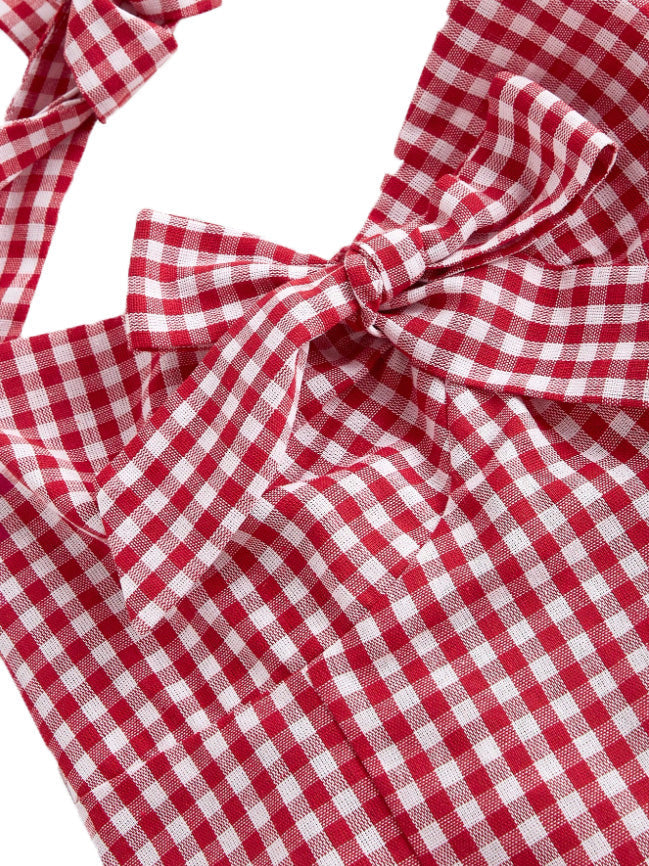 1950s Halter Gingham Plaids Bow Romper
