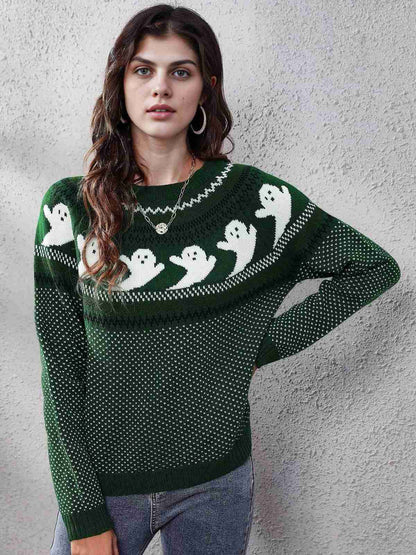 1980s Halloween Boo Polka Dot Knitted Sweater