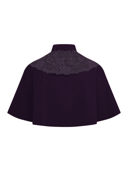 1950s Solid Lace Velvet Patchwork Cape