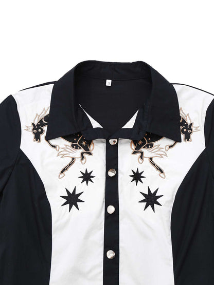 1950s Cotton Western-Inspired Embroidered Horse&Star Dress