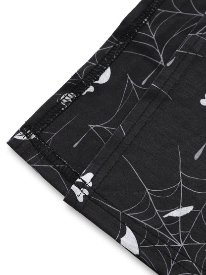 Black 1950s Halloween Print Slit Midi Dress