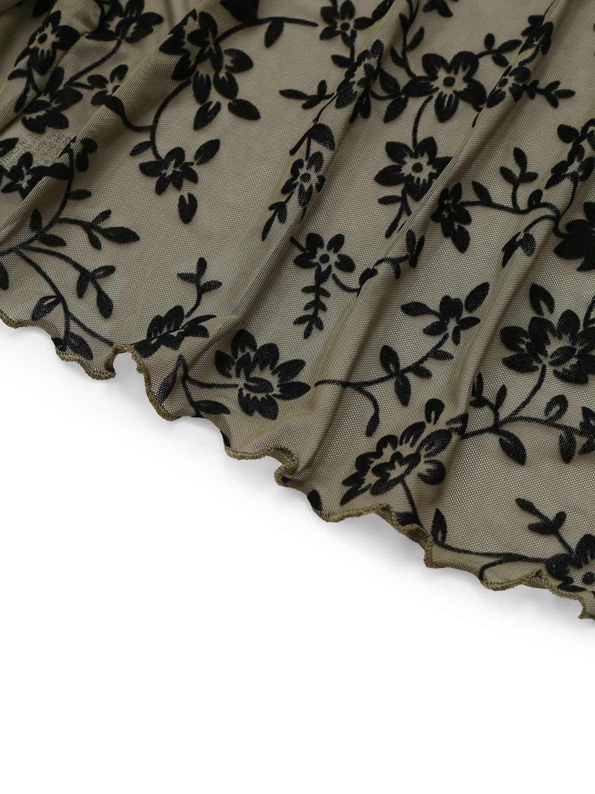 1980s Sheer Botanical Print Lace-Up Cardigan