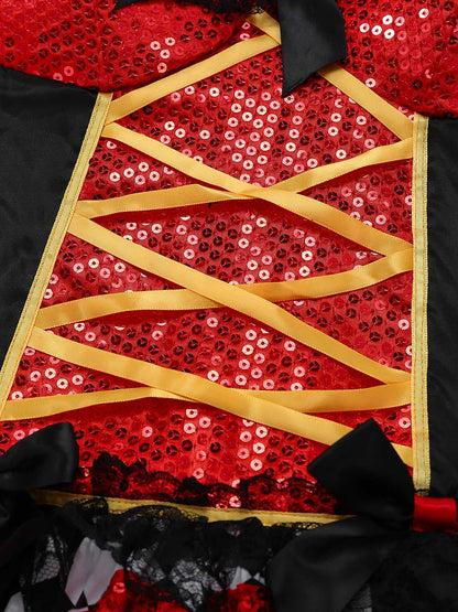 1970s Halter Halloween Queen Of Hearts Sequined Costume