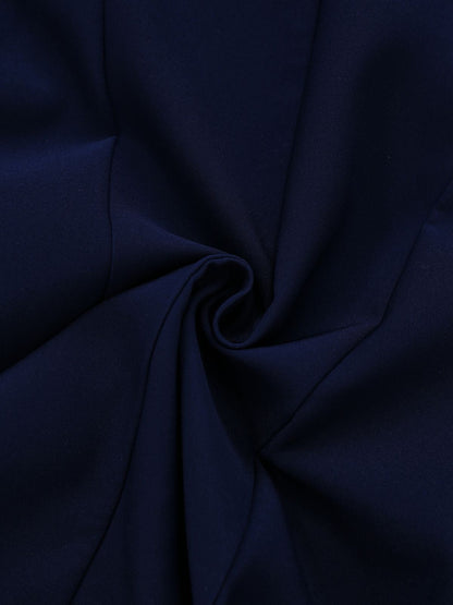 Dark Blue 1960s Contrast Raw Cuffs Buttons Dress
