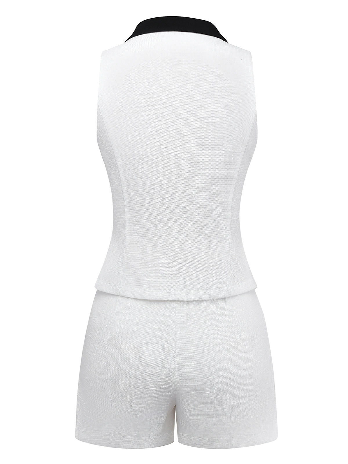 2PCS White 1960s Lapel Collar Button Sleeveless Suit