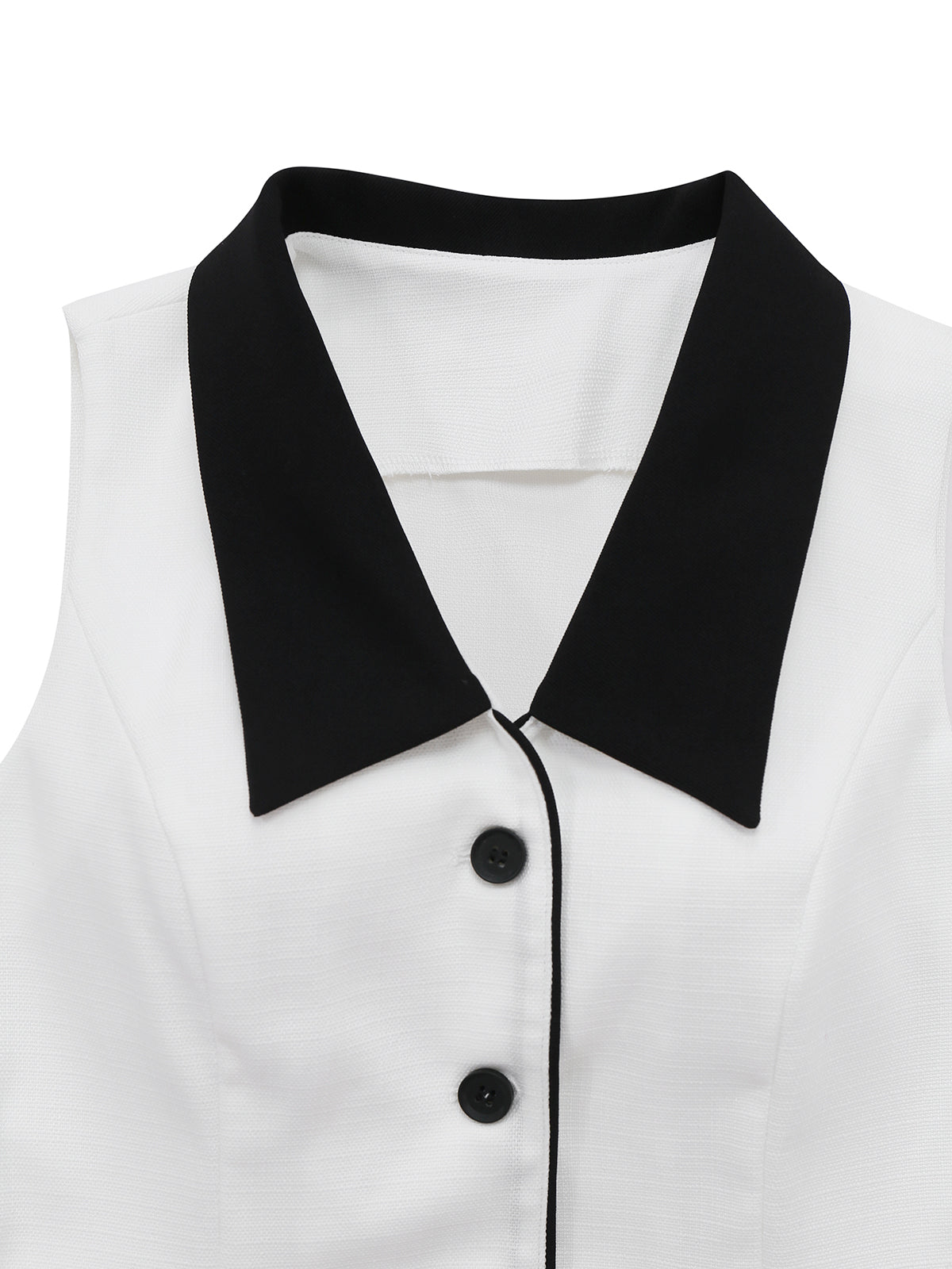 2PCS White 1960s Lapel Collar Button Sleeveless Suit