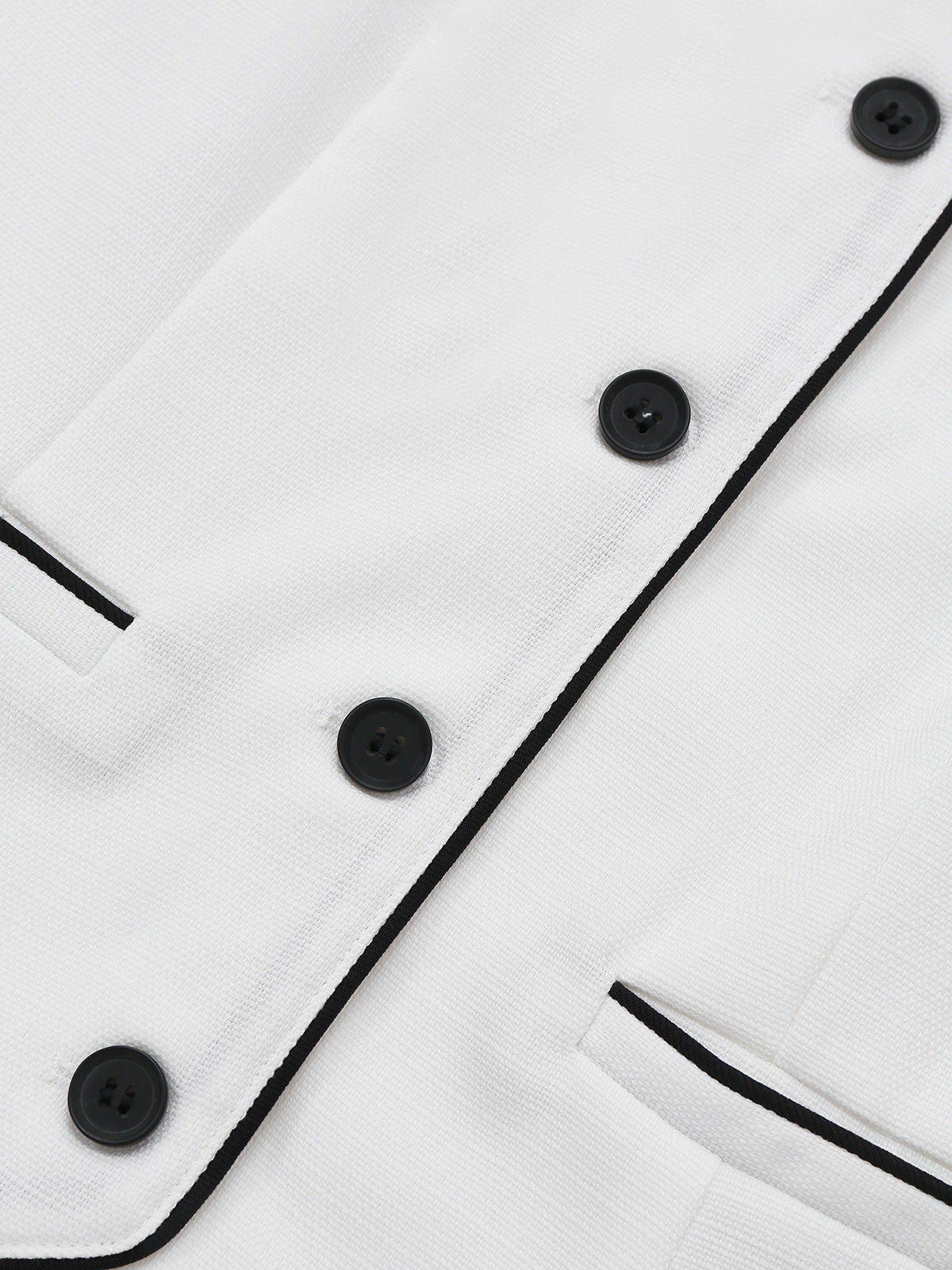 2PCS White 1960s Lapel Collar Button Sleeveless Suit