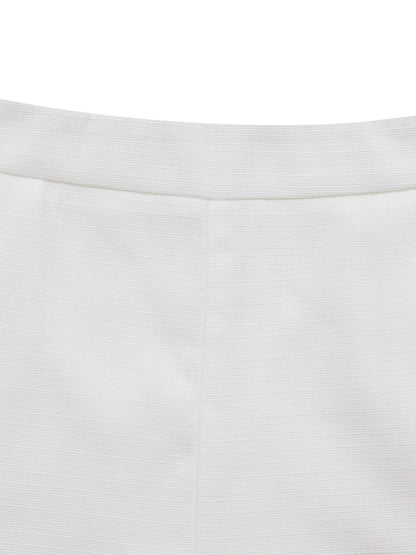 2PCS White 1960s Lapel Collar Button Sleeveless Suit