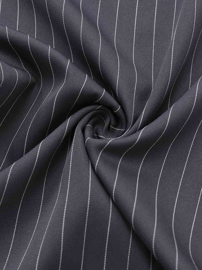 1940s V-Neck Halter Buttoned Pinstripe Jumpsuit