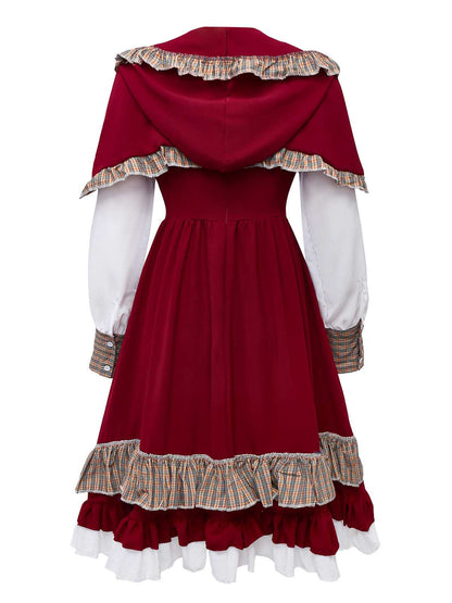 1950s Red Riding Halloween Costume Dress With Cape