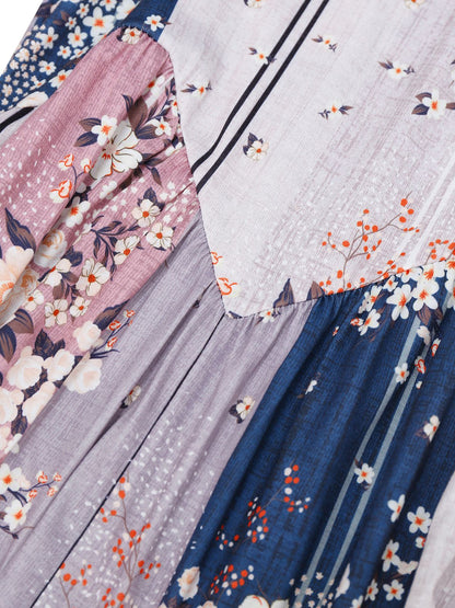 1930s Floral Colorblock High-Rise Suspender Jumpsuit