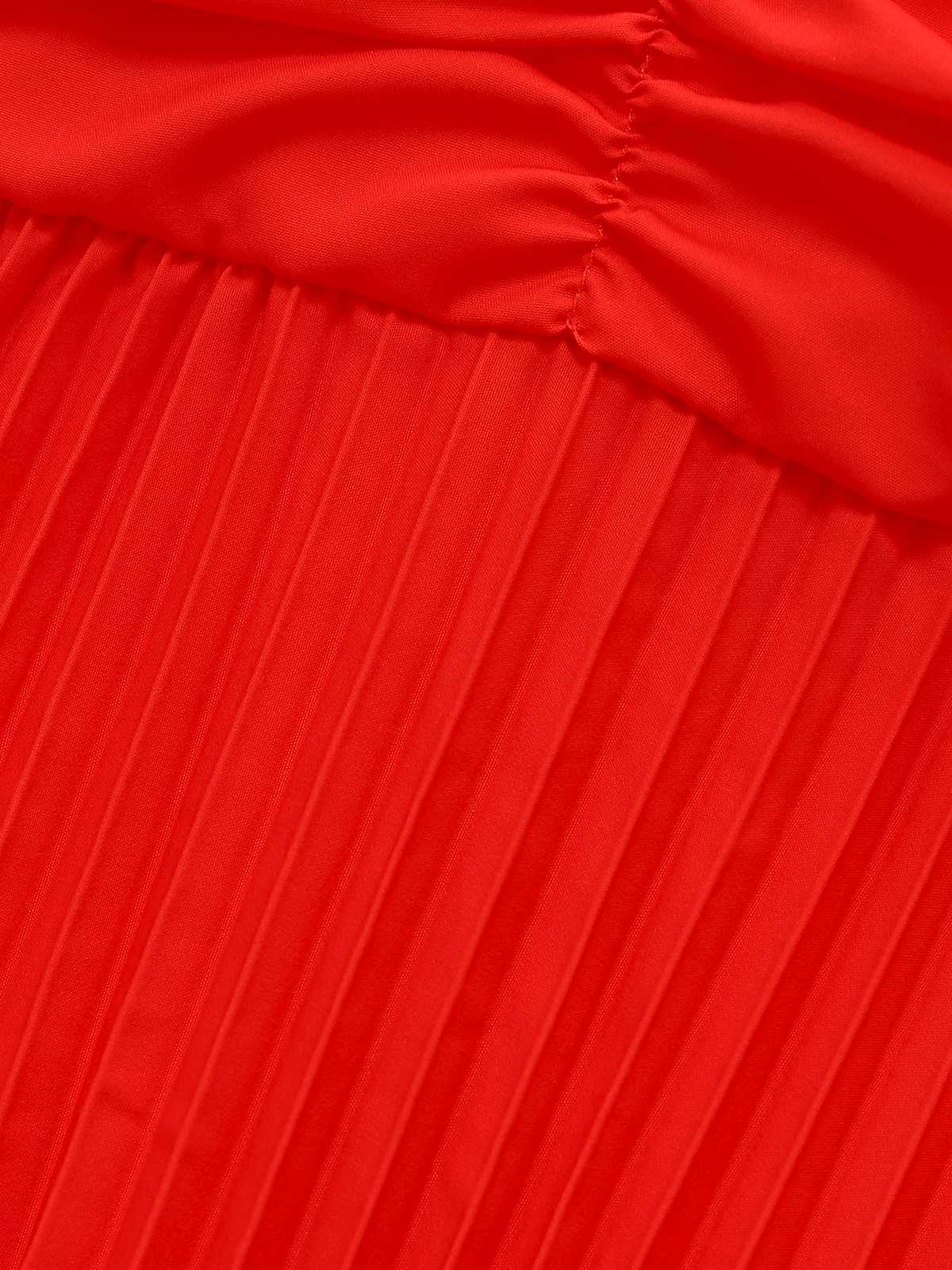 Orange 1930s Slip V-Neck Gradient Pleated Maxi Dress