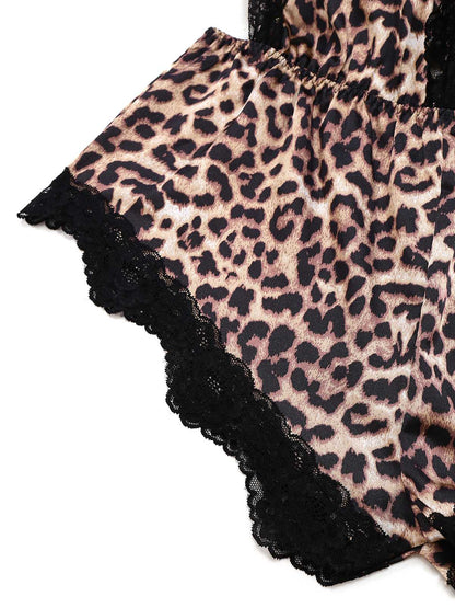 1950s Spaghetti Strap Leopard Lace Sleepwear