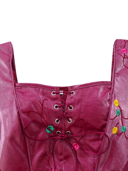 Purple 2PCS 1930s Hocus Pocus Lace Floral Top & Skirt