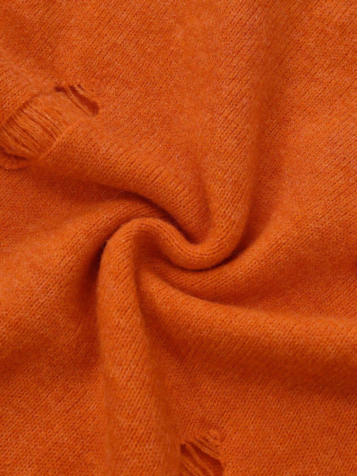 Orange 1970s Halloween Distressed Pumpkin Knit Hoodie Dress