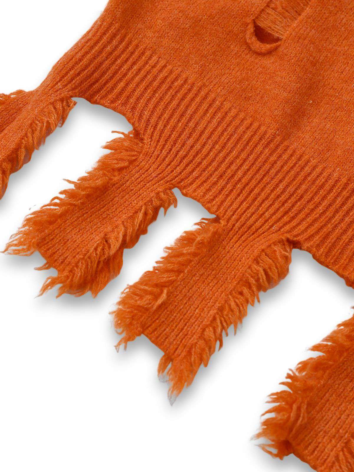 Orange 1970s Halloween Distressed Pumpkin Knit Hoodie Dress