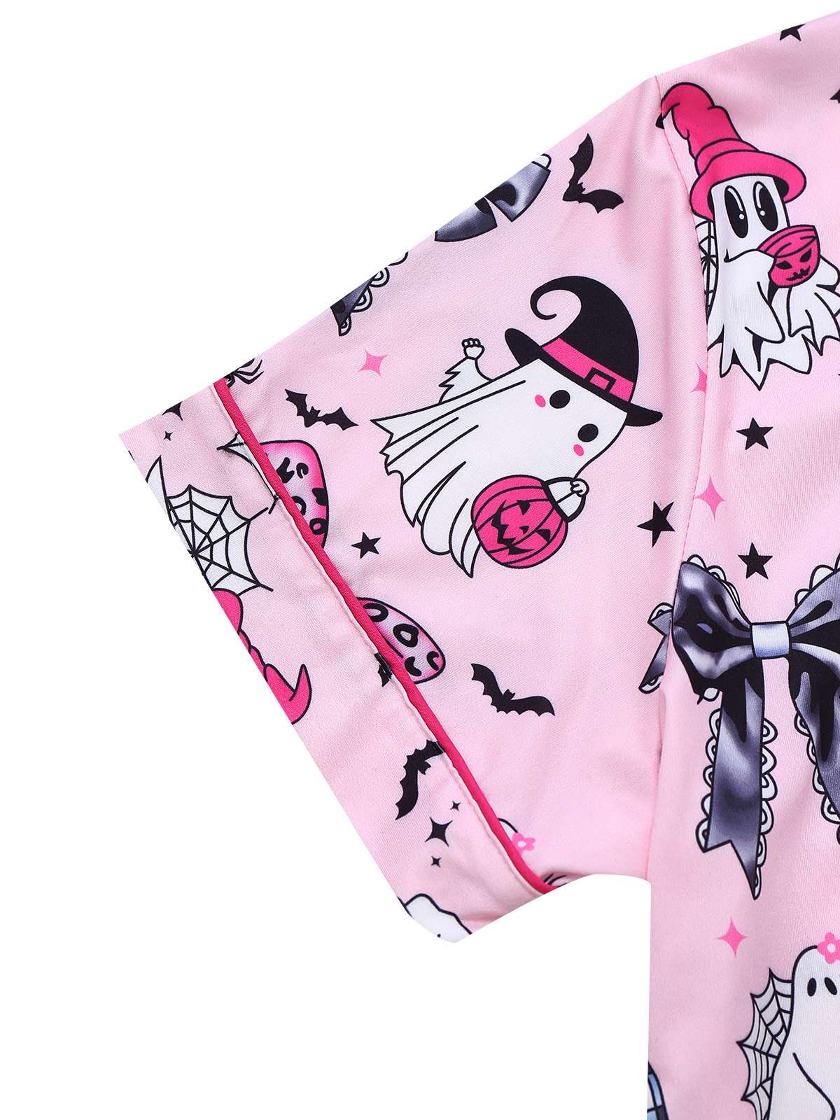 Dark Pink 1970s Halloween Boo Print Pajama Set