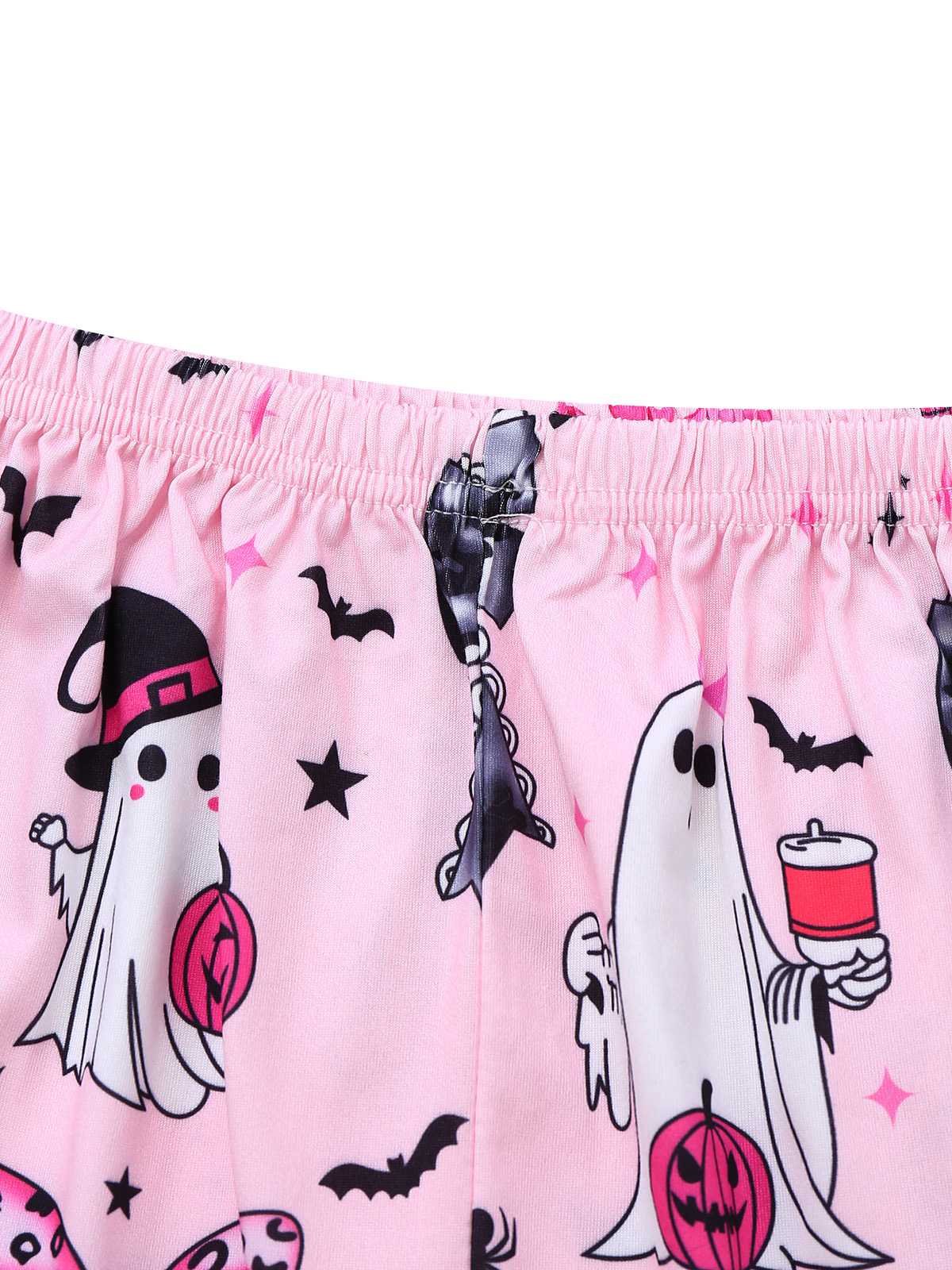 Dark Pink 1970s Halloween Boo Print Pajama Set