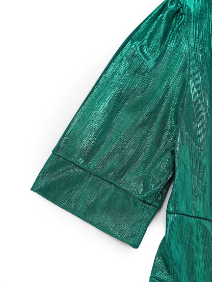 1970s Metallic V-Neck Wide-Leg Jumpsuit